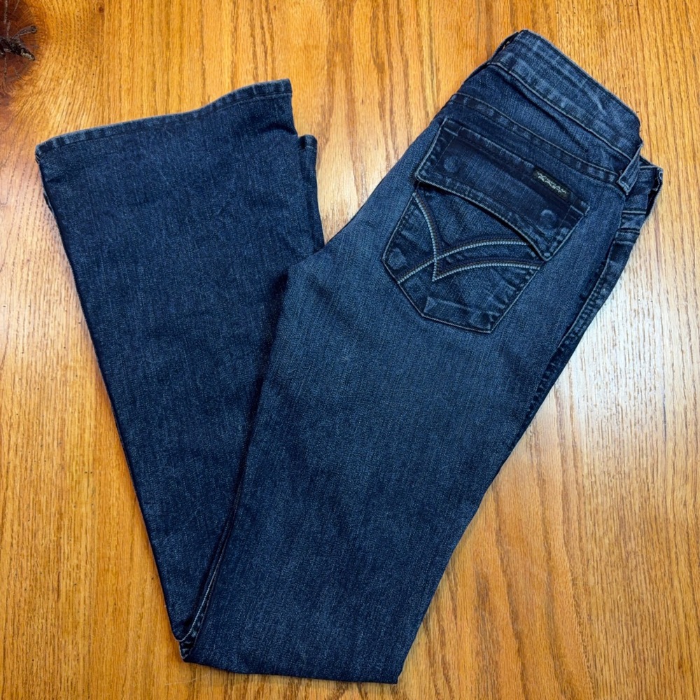 William Rast Belle Flare Jeans Womens 25 Dark Wash Flap Pocket Made in USA